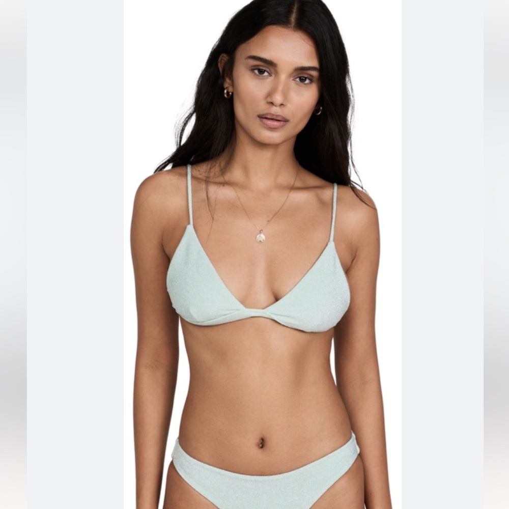 MIKOH Metallic Triangle Bikini Top Size XS